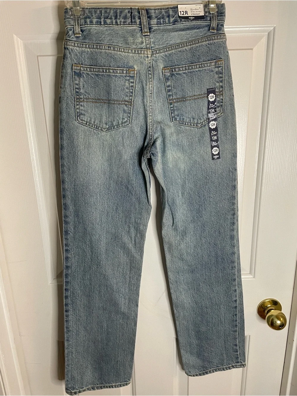 OshKosh B'gosh Light Blue Wash Straight-Leg Snap Jeans EZ Adjust Waist Size 12R